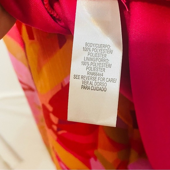 Sandra Darren Pink Orange Floral Ruffle Maxi Dress Cold Shoulder Size 6 - Picture 8 of 9